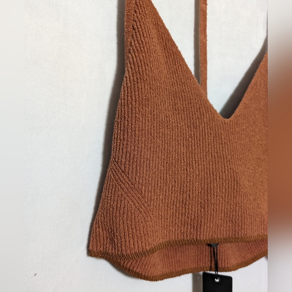 NWT Rag & Bone Soleil Rib Bra Top Pale Copper, T-Strap Back, Knit Bralette Sz L - Picture 6 of 9